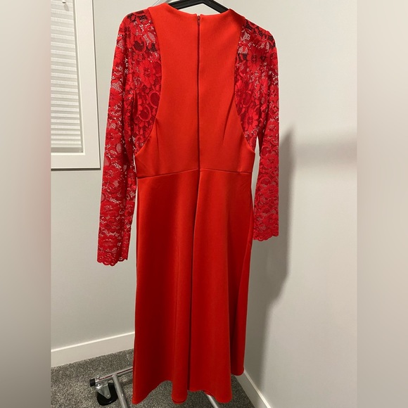 NWT ASOS red dress with lace sleeves and cut outs midi length size 8. - Picture 3 of 4